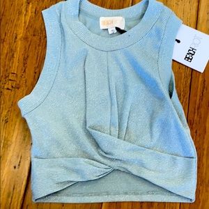 Sparkly, gray knot detail crop top size s